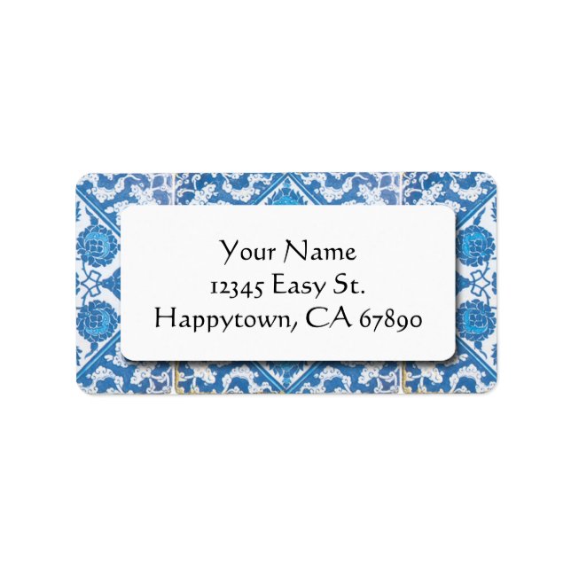 Blue White Delft Cornflower Custom Address Labels (Front)
