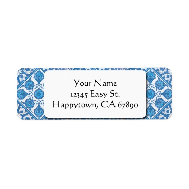 Blue White Delft Cornflower Custom Address Labels (Front)