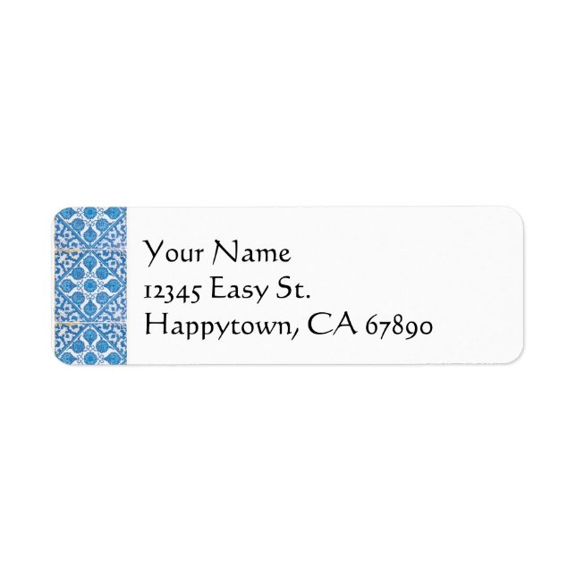 Blue White Delft Cornflower Custom Address Labels (Front)