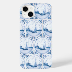 Blue White Delft Sailboat Faux Tiles iPhone Case-Mate iPhone 14 Plus Case