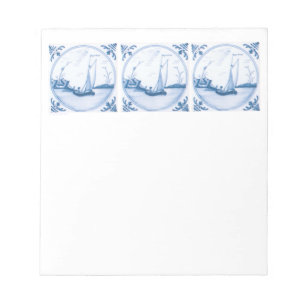 Blue White Delft Sailboat Notepad