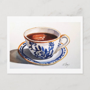 Blue & White Delft Teacup Postcard