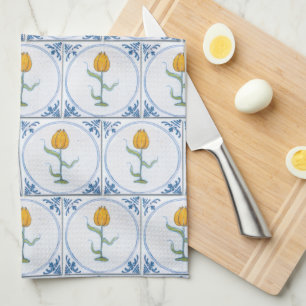 Blue White Delft Tulip Faux Carreaux Serviette de 