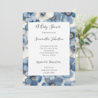 Blue White Denim Flowers Baby Shower