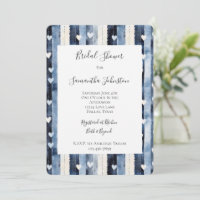 Blue White Denim Heart Stripes Bridal Shower
