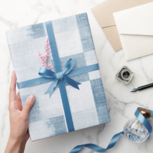 Blue White Denim Jean Birthday Wrapping Paper