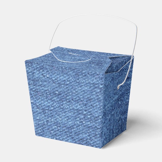 Blue White Denim Texture Look Image Favor Box (Front Side)