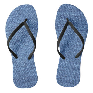 Blue White Denim Texture Look Image Flip Flops