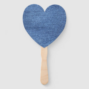 Blue White Denim Texture Look Image Hand Fan