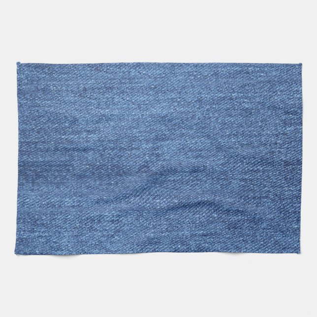 Blue White Denim Texture Look Image Kitchen Towel (Horizontal)