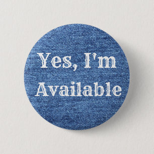 Blue White Denim Theme Wedding 2 Inch Round Button