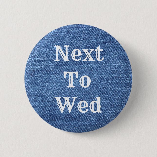 Blue White Denim Theme Wedding 2 Inch Round Button (Front)