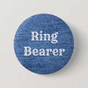 Blue White Denim Theme Wedding 2 Inch Round Button
