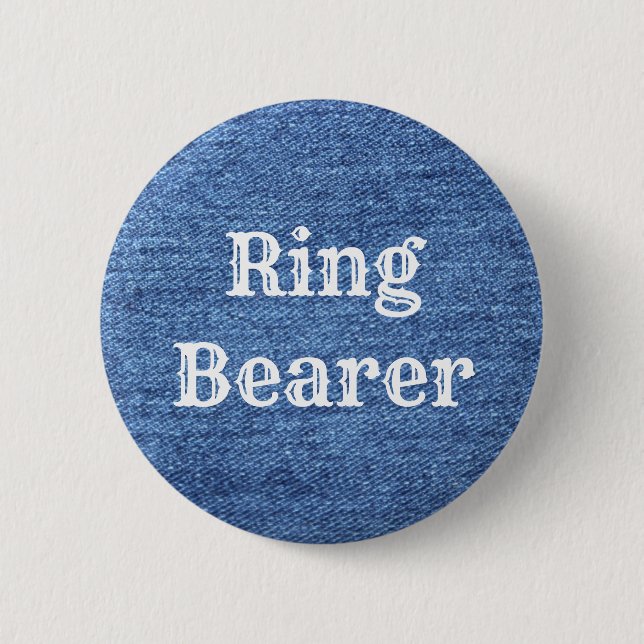 Blue White Denim Theme Wedding 2 Inch Round Button (Front)