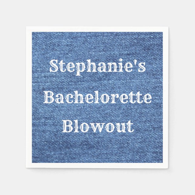 Blue White Denim Theme Wedding Napkin (Front)