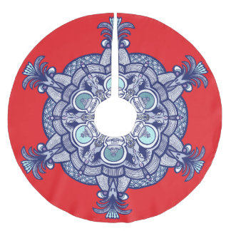 Blue white Design Brushed Polyester Tree Skirt