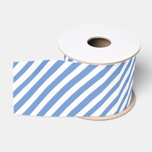 Blue & White Diagonal Stripes  Customizable Colour Grosgrain Ribbon