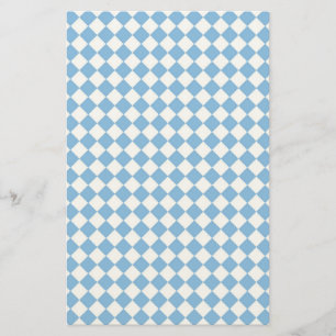 Blue White Diamond Harlequin Chequered Pattern Stationery