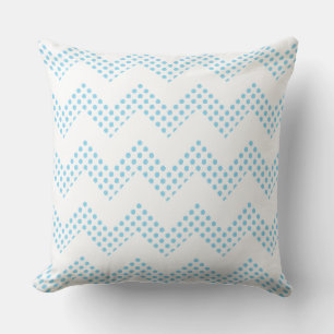 Blue White Dots Chevron Decorative Throw Pillow