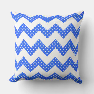 Blue white Dots Chevron Decorative Throw Pillow