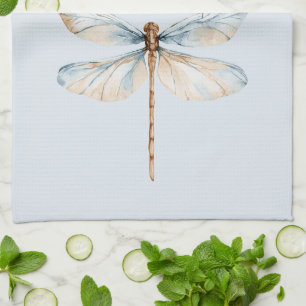 Blue White Dream Dragonfly Birthday Kitchen Towel