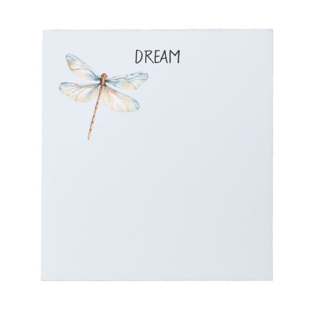 Blue White Dream Dragonfly Notepad (Front)
