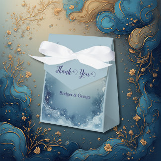 blue white Dreamy coastal marble ink wedding Favor Box