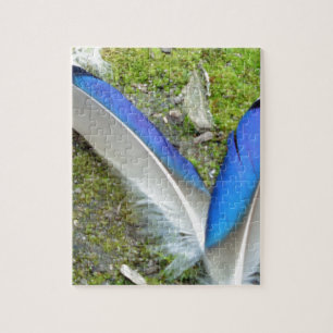 Blue White Duck Feathers, Animal, Bird Jigsaw Puzzle