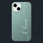 Blue White Elegant Calligraphy Script Name Case-Mate iPhone 14 Case<br><div class="desc">Blue Shimmer White Elegant Calligraphy Script Custom Personalized Name iPhone 14 Smart Phone Cases features a modern and trendy simple and stylish design with your personalized name in elegant hand written calligraphy script typography on a metallic opal blue shimmer background. Designed by ©Evco Studio www.zazzle.com/store/evcostudio</div>