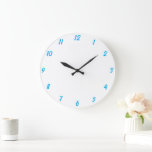 Blue White Elegant Custom Colourful Cute Gift 2023 Large Clock<br><div class="desc">Printed in classy white and blue custom colour background! You may customize as you wish!</div>