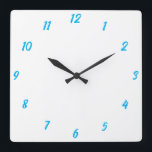 Blue White Elegant Custom Colourful Cute Gift 2023 Square Wall Clock<br><div class="desc">Printed in classy white and blue custom colour background! You may customize as you wish!</div>