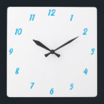 Blue White Elegant Custom Colourful Cute Gift 2023 Square Wall Clock<br><div class="desc">Printed in classy white and blue custom colour background! You may customize as you wish!</div>