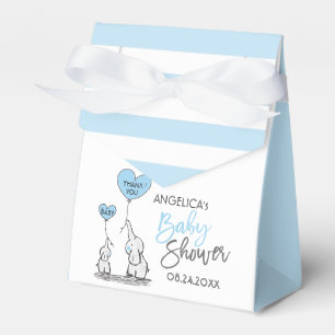 Blue White Elephant Boy Baby Shower Favor Box