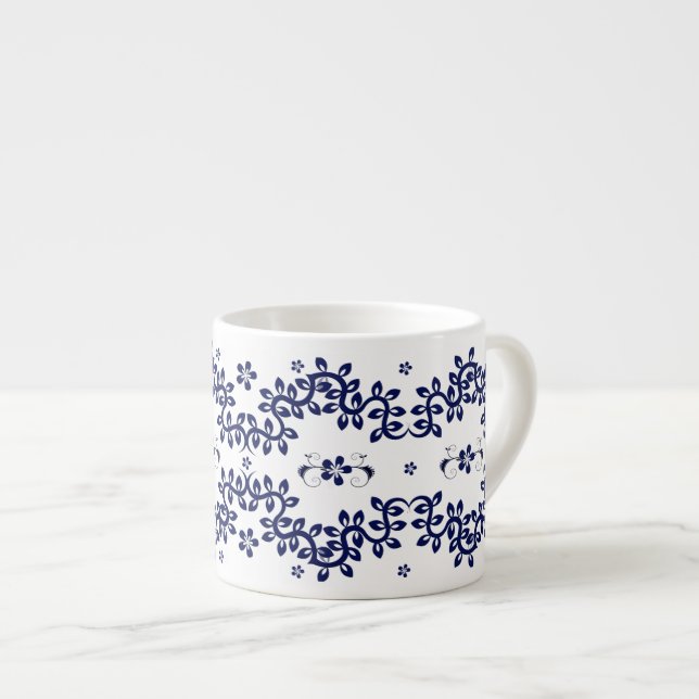 Blue & White Espresso Ceramic Mug (Front Right)