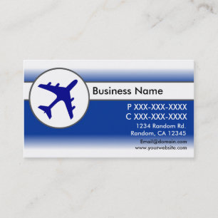 Blue white fade airplane custom business cards