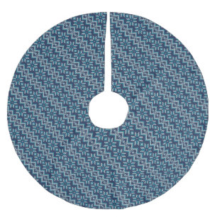 Blue & White Faux Knit Sweater Snowflakes Pattern  Brushed Polyester Tree Skirt