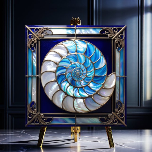 Blue/White Faux Stained-Glass Nautilus Shell 2 Tile (Creator Uploaded)