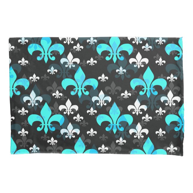 Blue White Fleur De Lis  Pillowcase (Front)