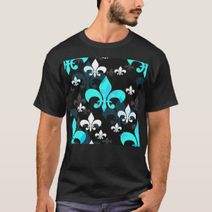Blue White Fleur De Lis  T-Shirt