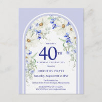 Blue White Floral Boho Arch 40th Birthday Party