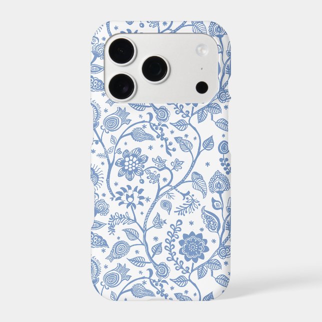 Blue White Floral Boho Botanical Pattern Whimsical (Back)
