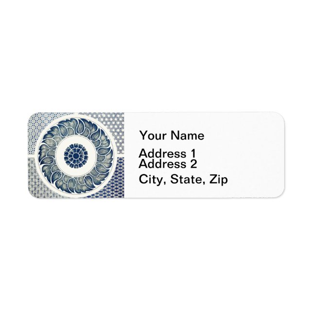 Blue White Floral Chinese Round (Front)