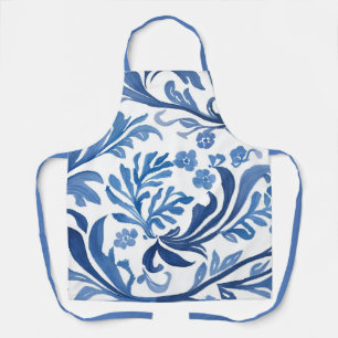 Blue & White Floral Design   Chinoiserie Pattern Apron