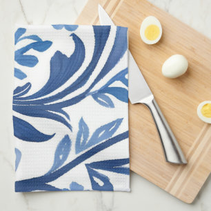 Blue & White Floral Design   Chinoiserie Pattern Kitchen Towel