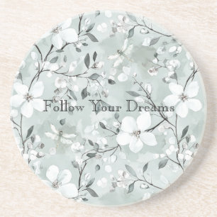 Blue White Floral Dragonflies Coaster
