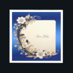 Blue White Floral Embellishment Napkin<br><div class="desc">Beautiful Blue White Floral Embellishment Paper Napkins</div>