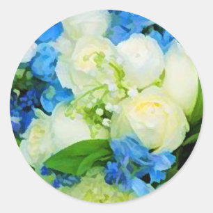 Blue & White Floral Envelop Seal Stickers
