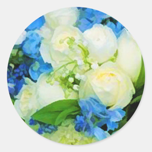 Blue & White Floral Envelop Seal Stickers (Front)