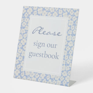 Blue & White Floral Guestbook Sign Wedding