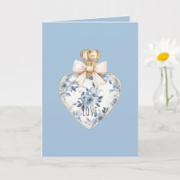 Blue White Floral Heart Perfume Bottle Love 